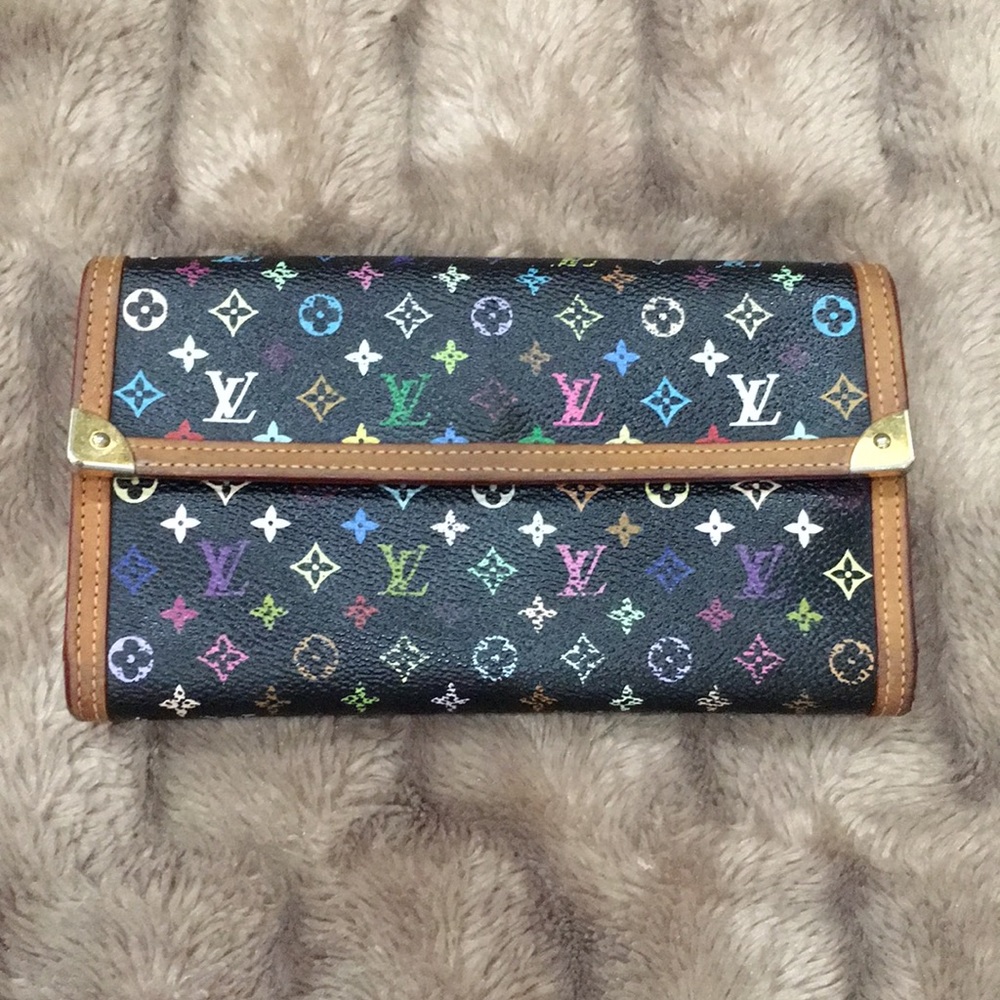 Louis Vuitton black multicolored wallet